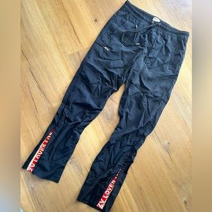 Black Jogger Pants with Red Accents